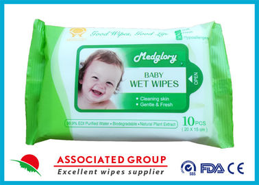 مراقبت از پوست دستمال مرطوب نوزاد طبیعی بدون مواد شیمیایی سفید 10 عدد بسته بندی 50 گرم وزن