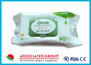 Spunlace Material Baby Wet Wipes Olive Effective &amp; Protective 15 * 20cm