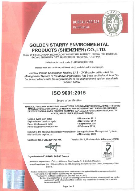 چین Golden Starry Environmental Products (Shenzhen) Co., Ltd. گواهینامه ها